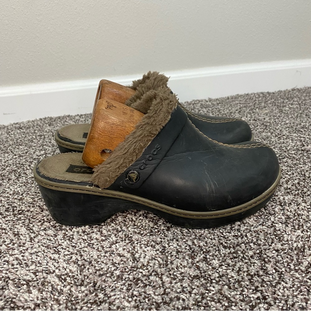 Crocs Cobbler Eva‎ Brown Faux Fur Lined Clogs Women's Size 9